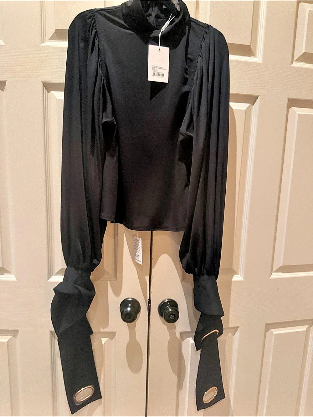 Express Long Sleeve Tie Back Blouse Black Long Sleeve Blouse Size Medium NWT